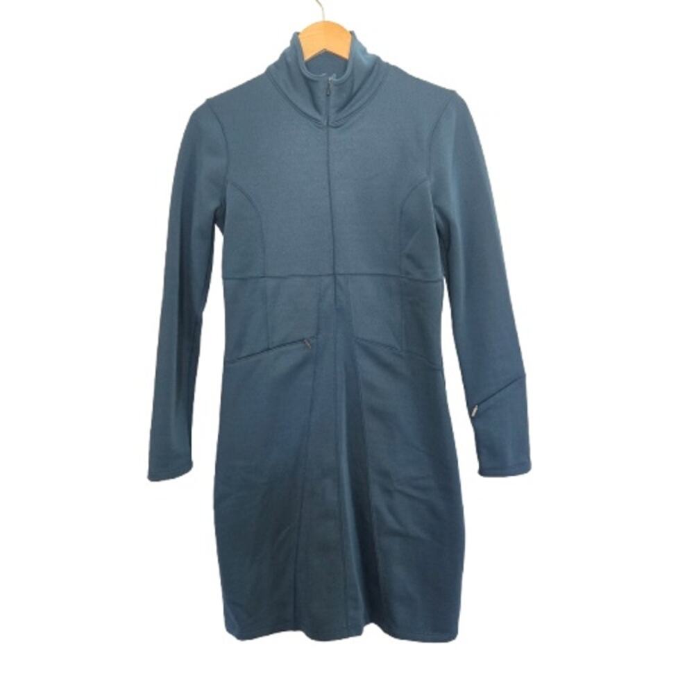 Athleta Cassidy Teal Mock Neck Full Zip Thermal Performance Dress Size Small